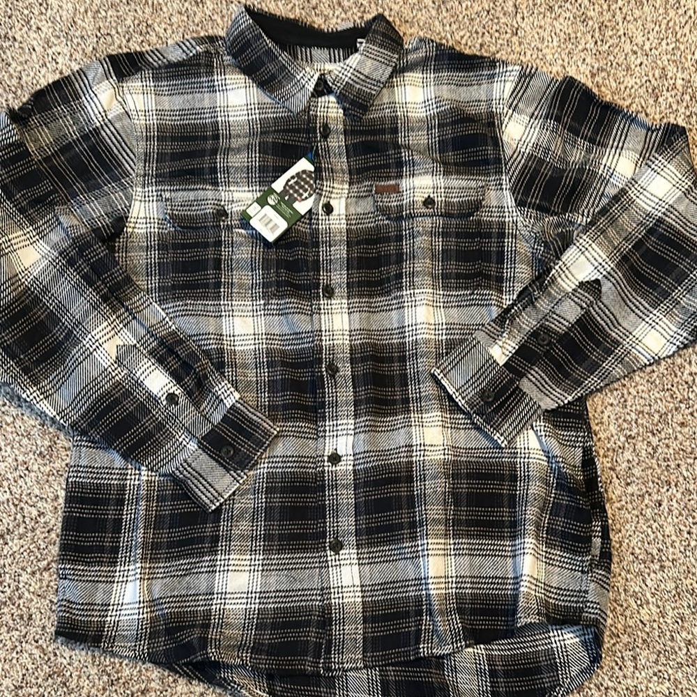ORVIS men’s black white and gray plaid flannel shirt M/L/3xl